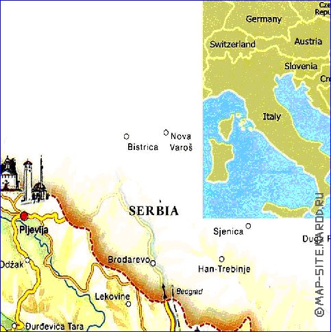 mapa de Montenegro em ingles