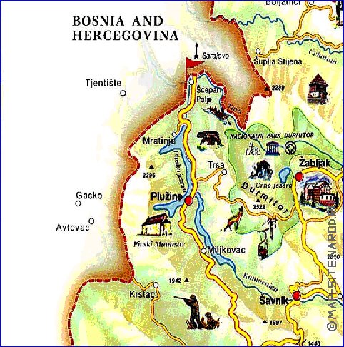 mapa de Montenegro em ingles