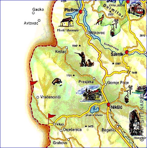 mapa de Montenegro em ingles