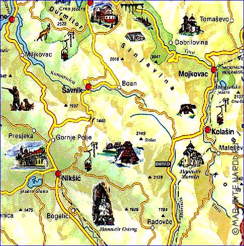 mapa de Montenegro em ingles