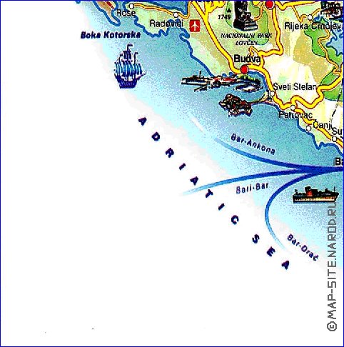 mapa de Montenegro em ingles