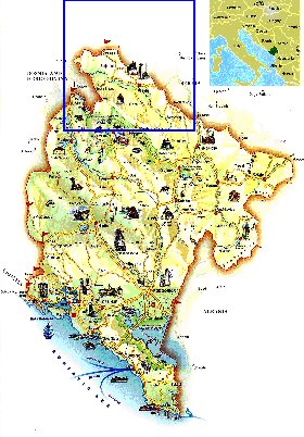 mapa de Montenegro em ingles