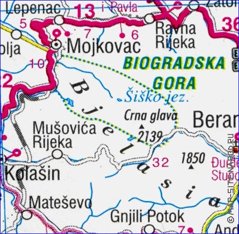 mapa de Montenegro