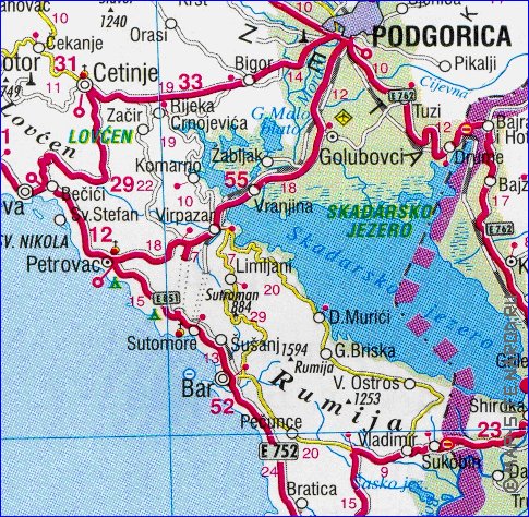 mapa de Montenegro