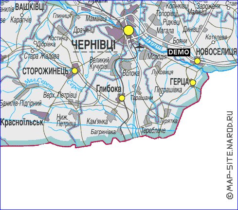 carte de Oblast de Tchernivtsi