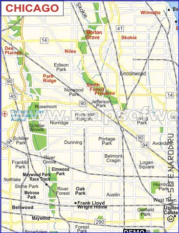 mapa de Chicago em ingles