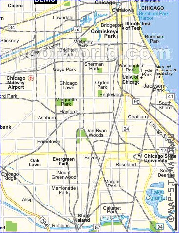 mapa de Chicago em ingles