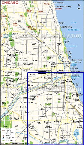 mapa de Chicago em ingles