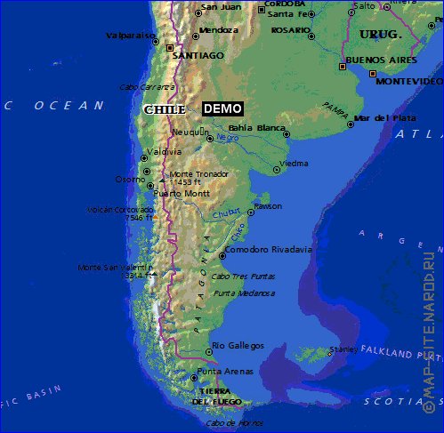 carte de Chili en anglais