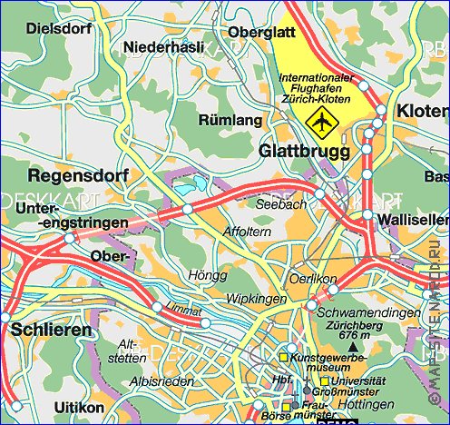 mapa de Zurique em alemao