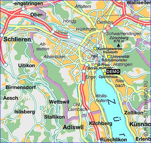 mapa de Zurique em alemao