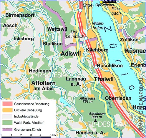 carte de Zurich en allemand