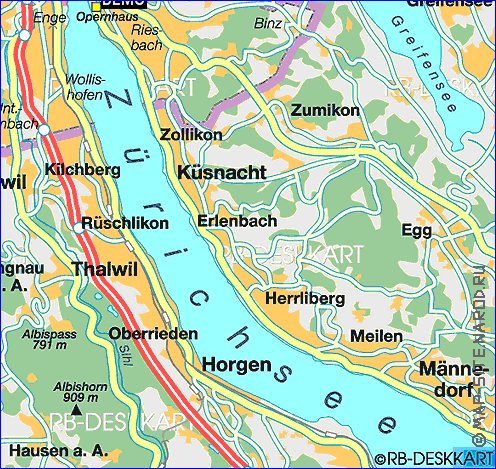 carte de Zurich en allemand